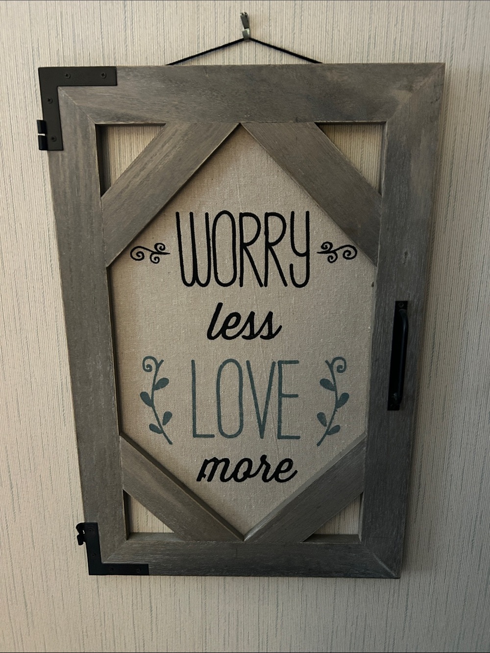 Worry Less Love More Framed Wall Sign - Gray and Teal